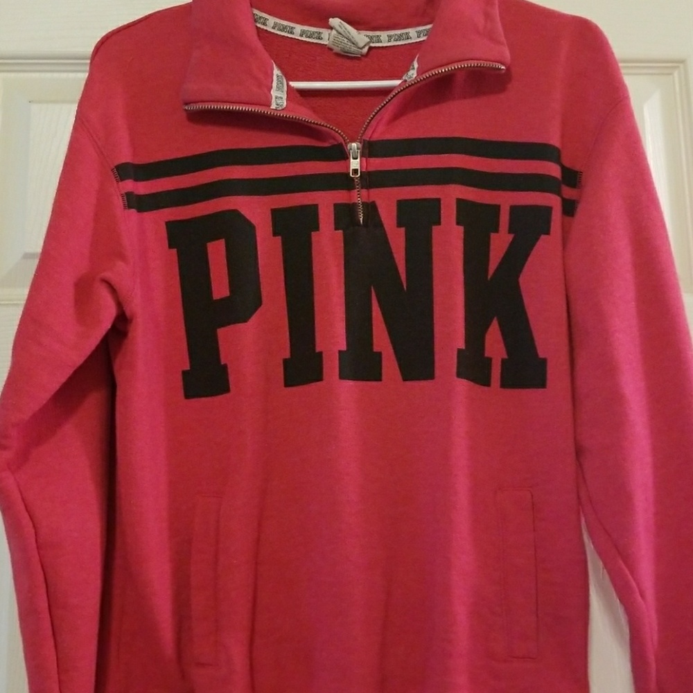 PINK mid zip sweater